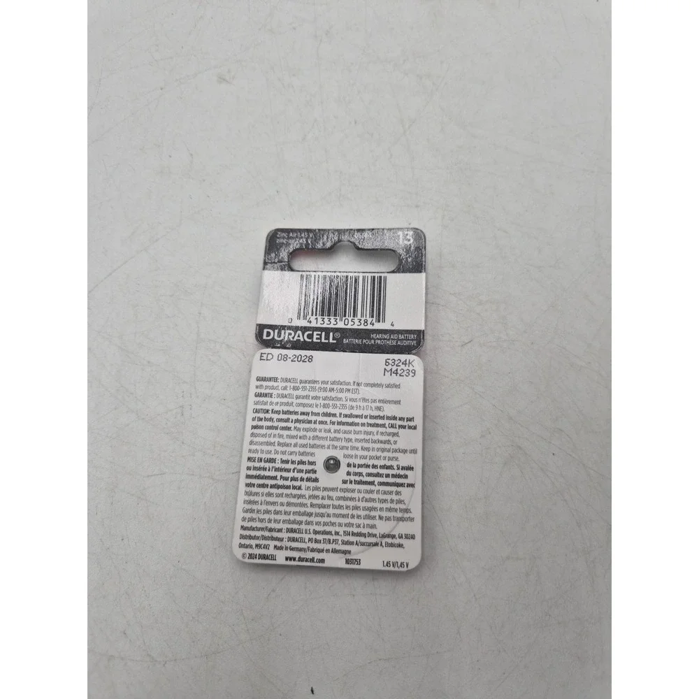 Duracell Hearing Aid Batteries Size 13 Exp 2028 New 8 Pack